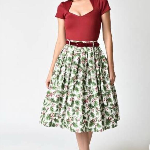 HELL BUNNY Holly Berry Skirt Sz XL - Picture 9 of 12